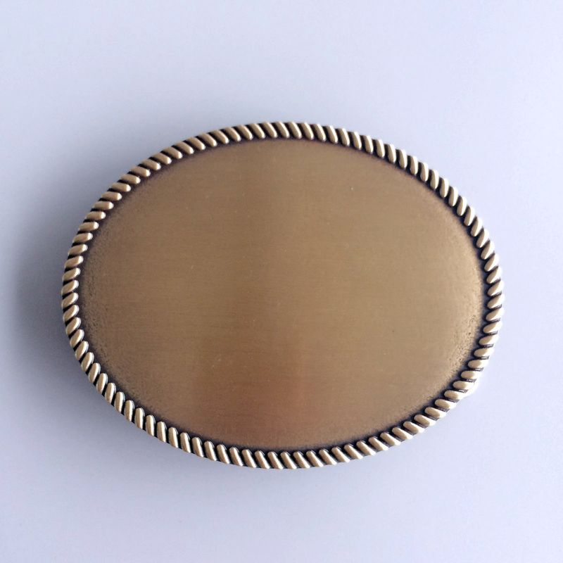 Antique Bronze Plated Western Rope Top Vintage Oval Blank Custom Belt Buckle