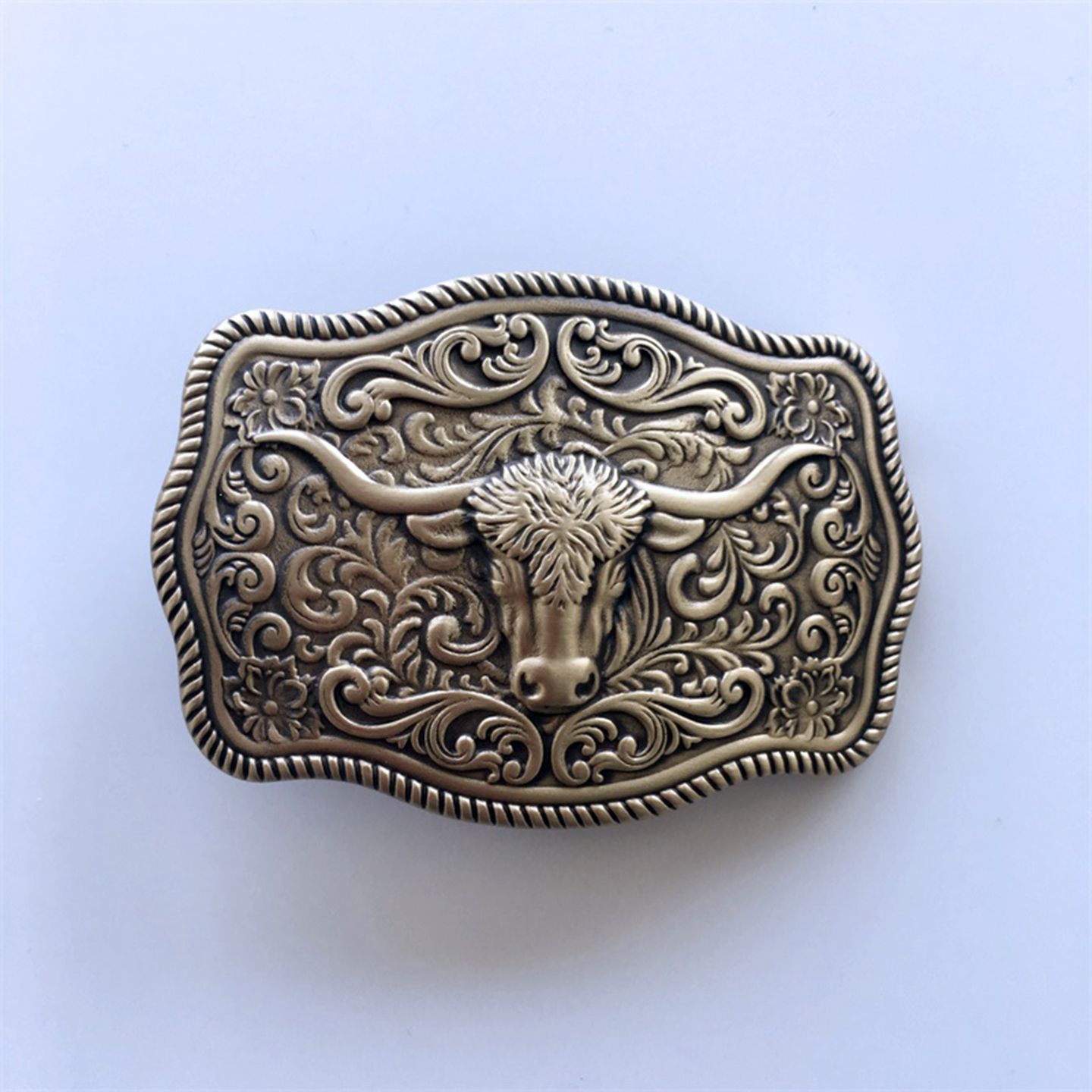 Western Bull Cowboy Cowgirl Solid Brass Belt Buckle