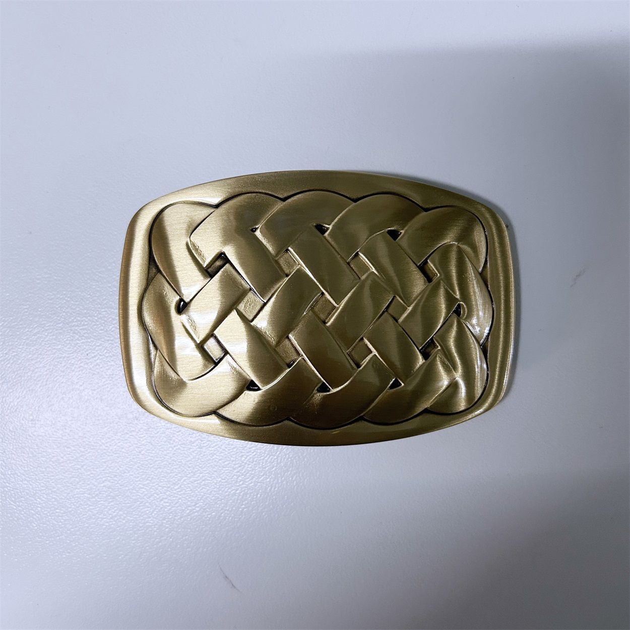 Solid Brass Cross Knot Rectangle Belt Buckle BS020