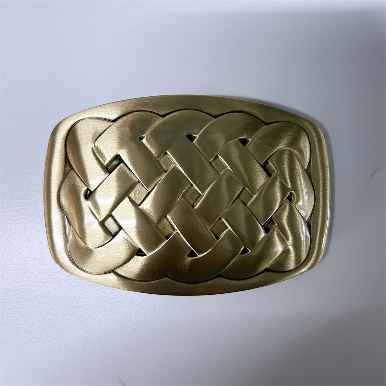 Solid Brass Cross Knot Rectangle Belt Buckle BS020