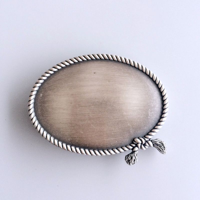 Vintage Silver Plated Western Ropes Oval Custom Blank Belt Buckle