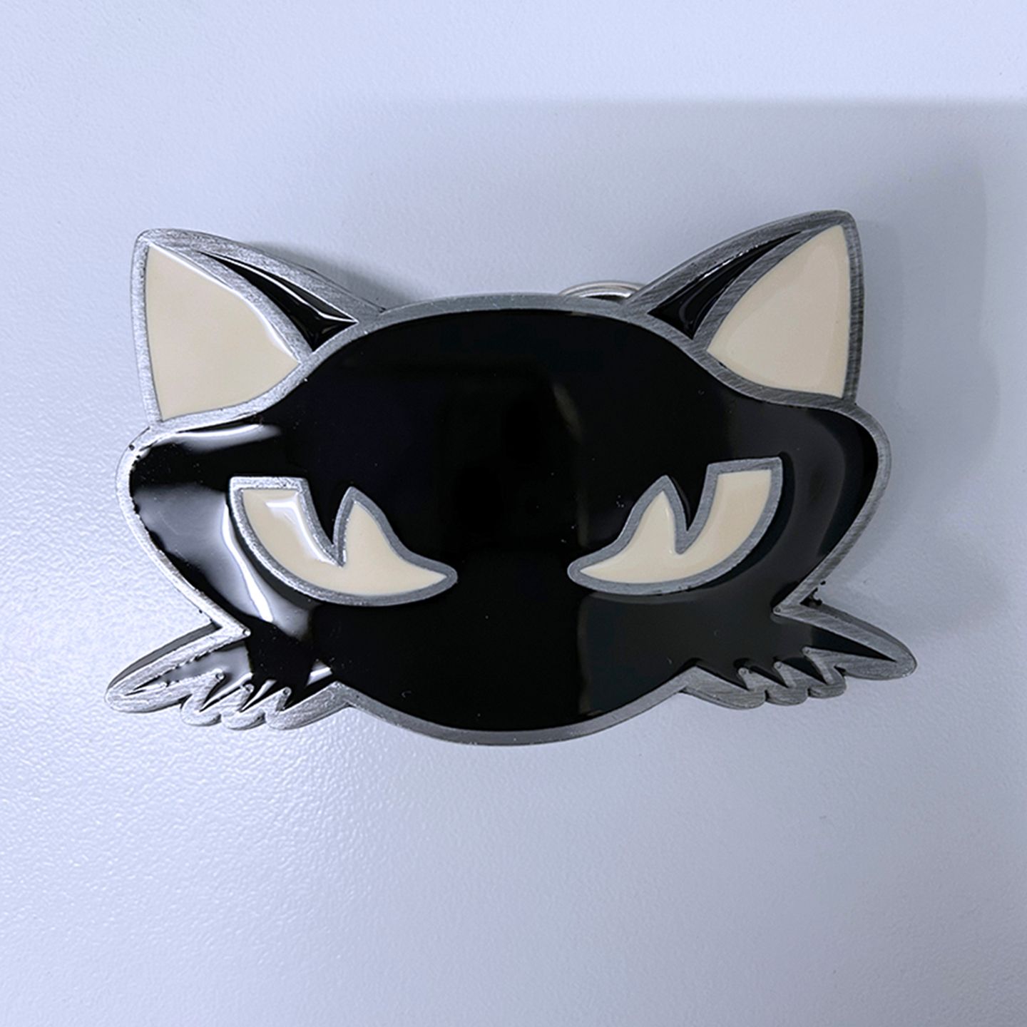 Vintage Black Enamel Cat Animal Belt Buckle