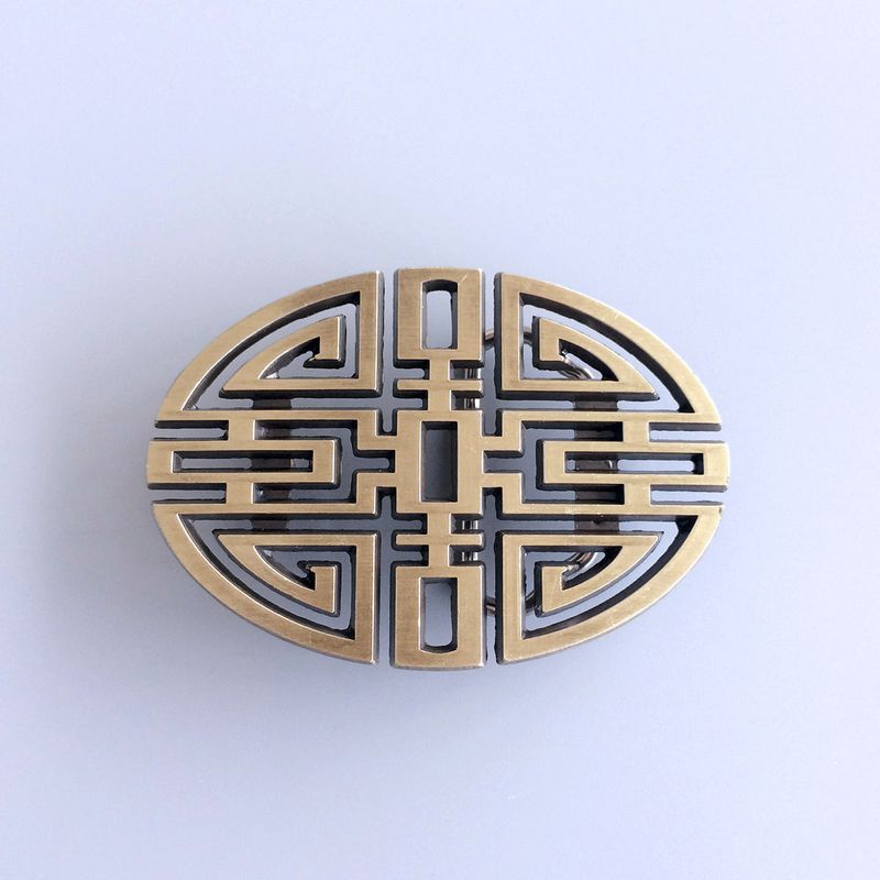 Cut Out Vintage Bronze Plated Lucky Knot Oval Belt Buckle BUCKLE-CH005AB