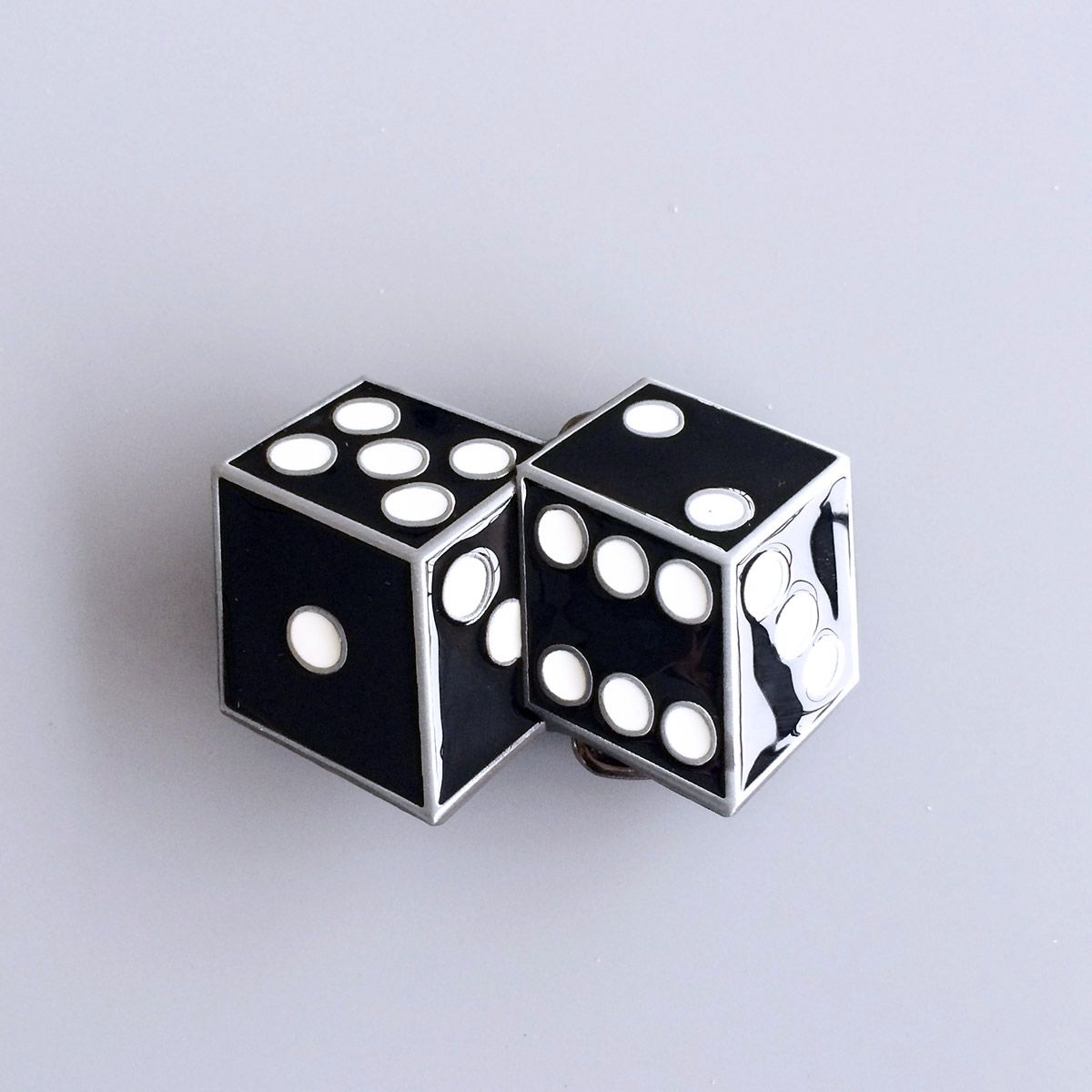 Black Enamel Dices Casino Gamble Vintage Belt Buckle