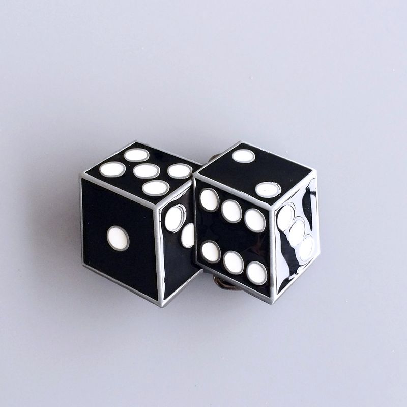 Black Enamel Dices Casino Gamble Vintage Belt Buckle BUCKLE-CS023BK