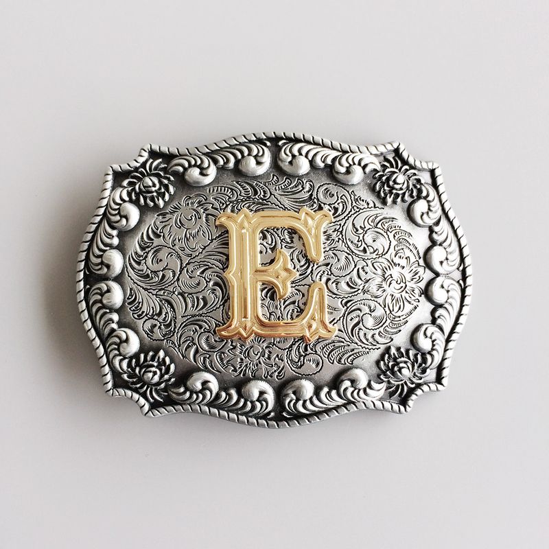Vintage Style Initial Letter E Cowboy Cowgirl Belt Buckle Hebilla
