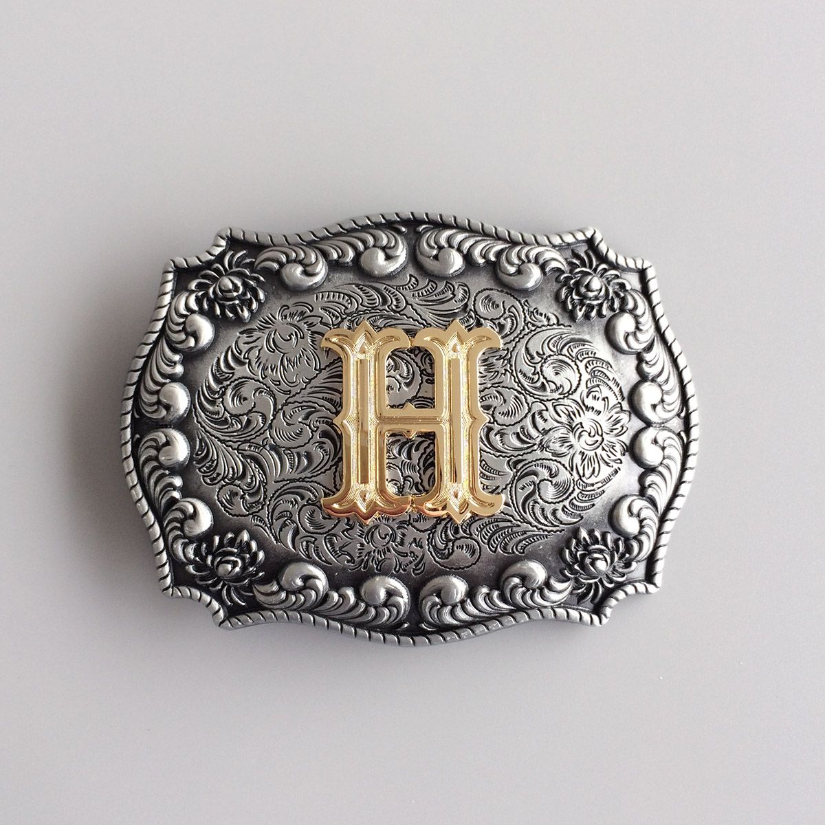 Vintage Style Initial Letter H Cowboy Cowgirl Belt Buckle Hebilla