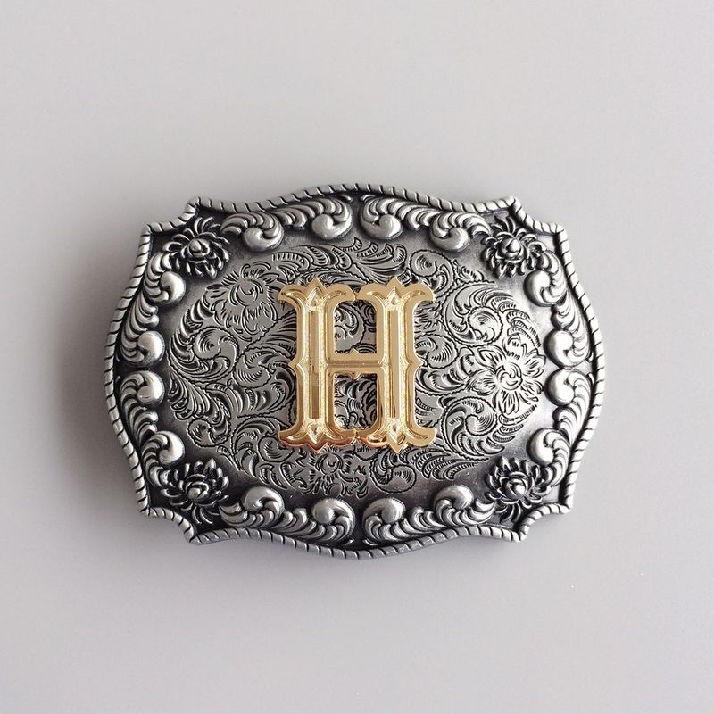Vintage Style Initial Letter H Cowboy Cowgirl Belt Buckle Hebilla