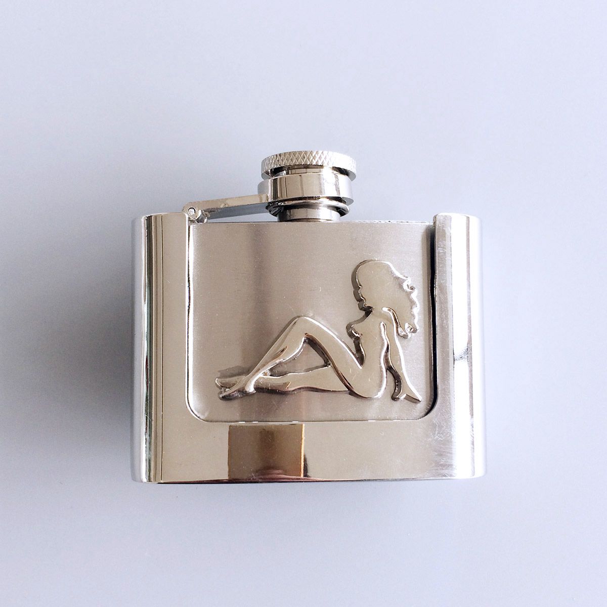Truck Girl Mudflap Girl Two Ounce Stainless Steel Flask Belt Buckle