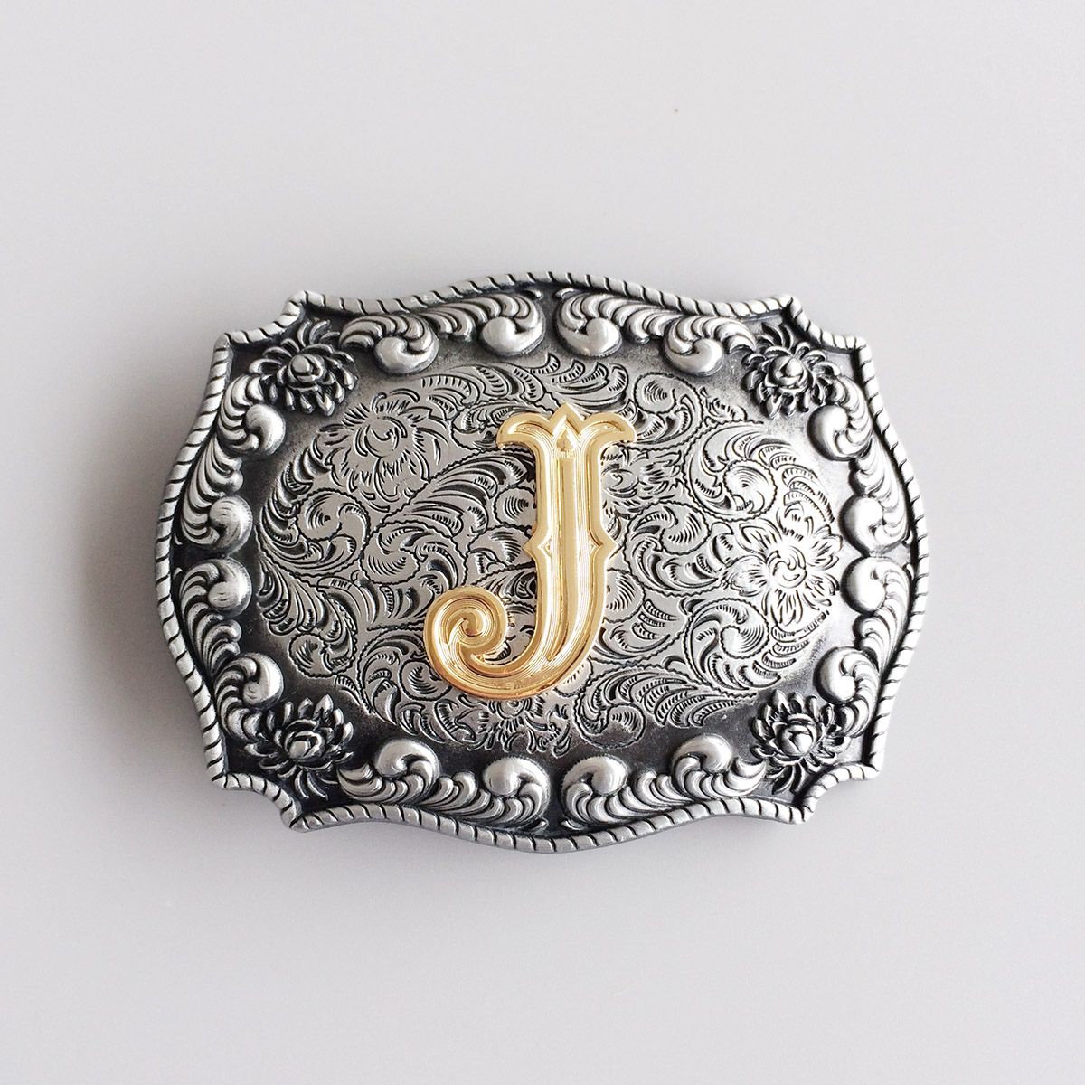 Initial Letter J Cowboy Cowgirl Belt Buckle Hebilla
