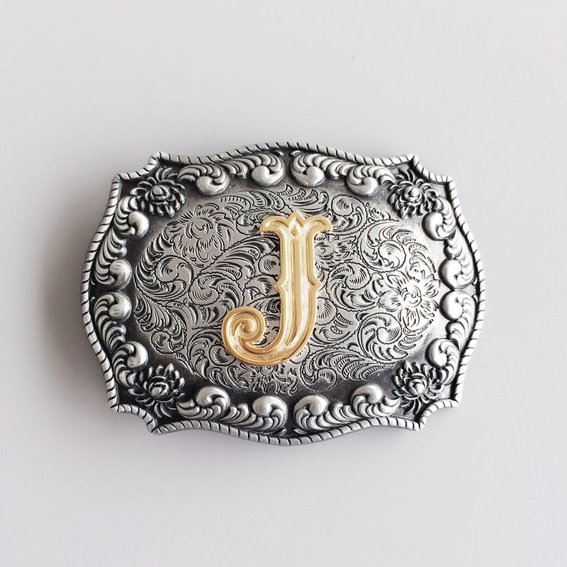 Initial Letter J Cowboy Cowgirl Belt Buckle Hebilla