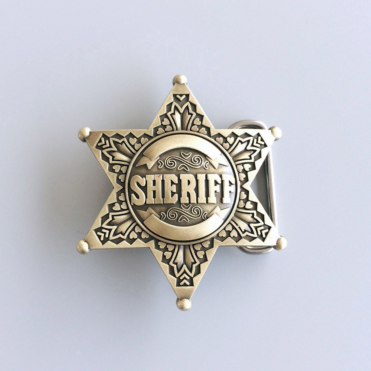 Vintage Bronze Plated Sheriff Star Belt Buckle