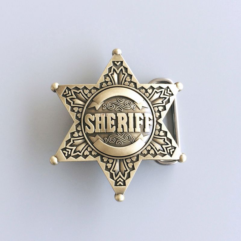 Vintage Bronze Plated Sheriff Star Belt Buckle BUCKLE-GU044AB