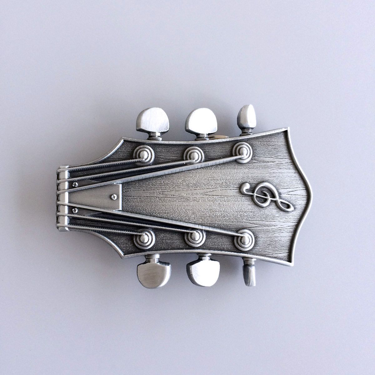Antique Silver Vintage Style Guitar Music Belt Buckle