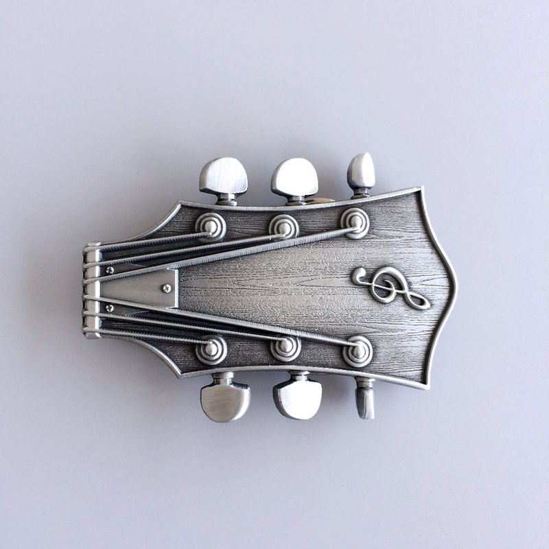 Antique Silver Vintage Style Guitar Music Belt Buckle BUCKLE-MU044AS