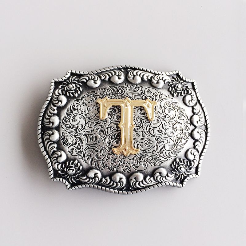 Initial Letter T Cowboy Cowgirl Western Belt Buckle Hebilla