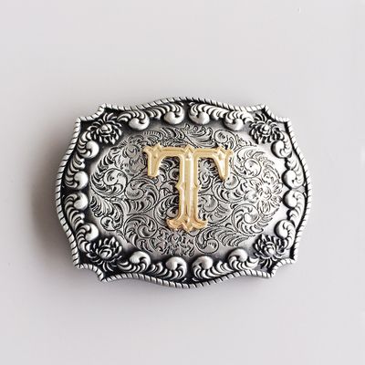 Initial Letter T Cowboy Cowgirl Western Belt Buckle Hebilla