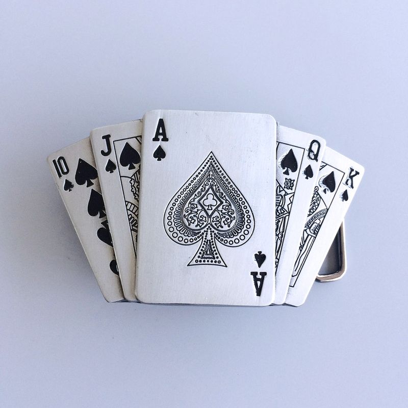 Vintage Style Royal Flush Spade Belt Buckle BUCKLE-LT031AS