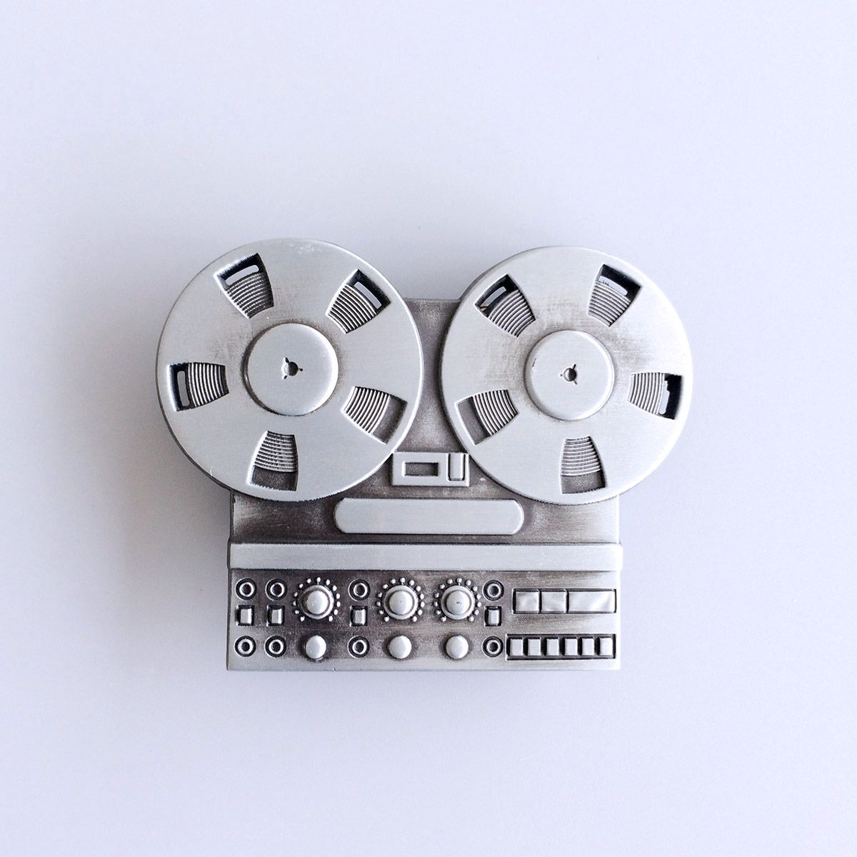 Antique Silver Tape Recorder Player Music Belt Buckle