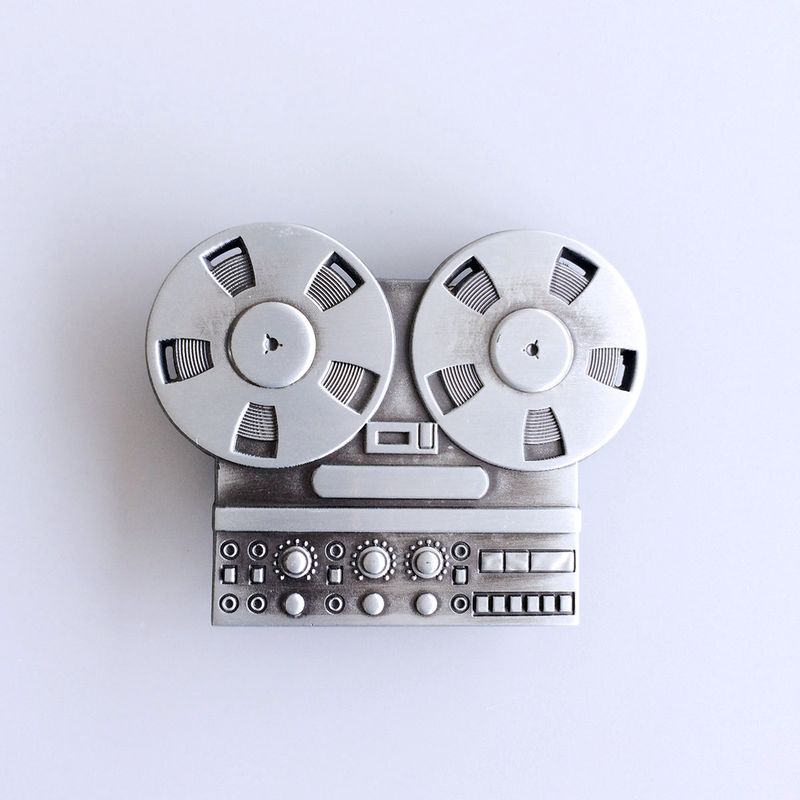 Antique Silver Tape Recorder Player Music Belt Buckle BUCKLE-MU062