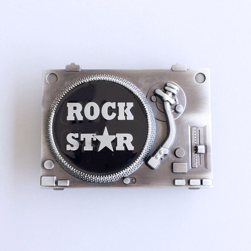 Antique Silver DJ Turntable Music Belt Buckle BUCKLE-MU045