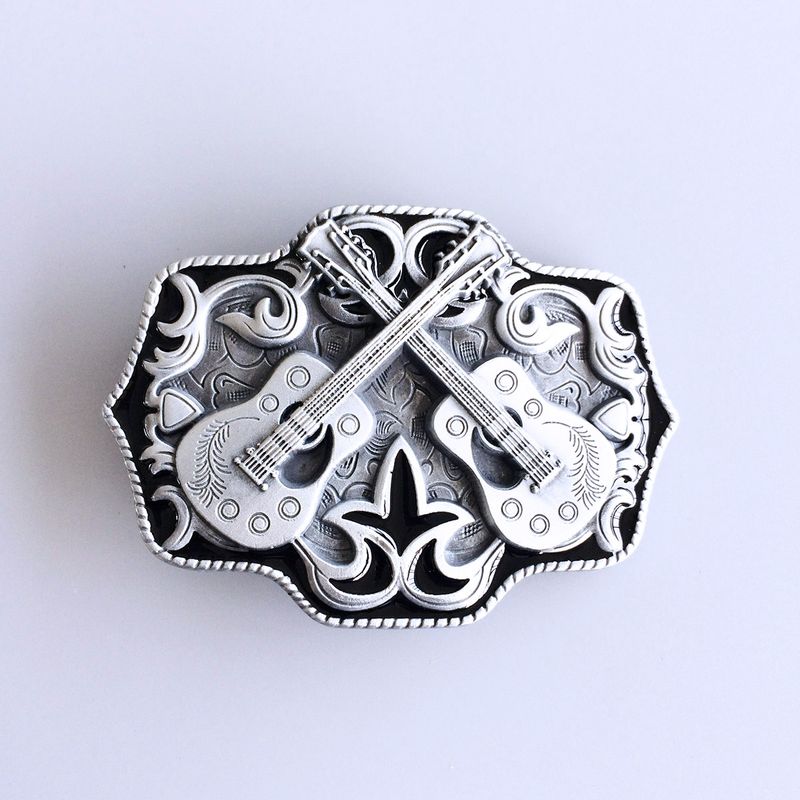 Black Enamel Western Country Cross Guitar Music Belt Buckle BUCKLE-MU097