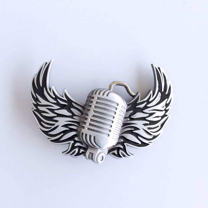 Vintage Microphone Flying Wings Rock Music Belt Buckle BUCKLE-MU113