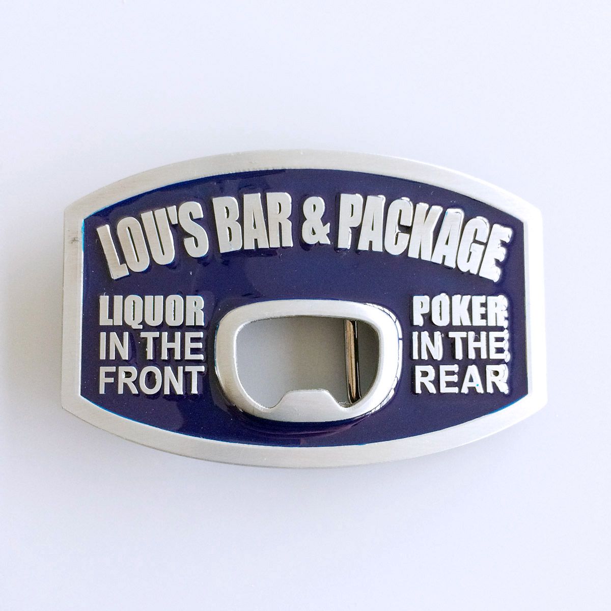 Blue Enamel Vintage Bar Beer Bottle Opener Belt Buckle