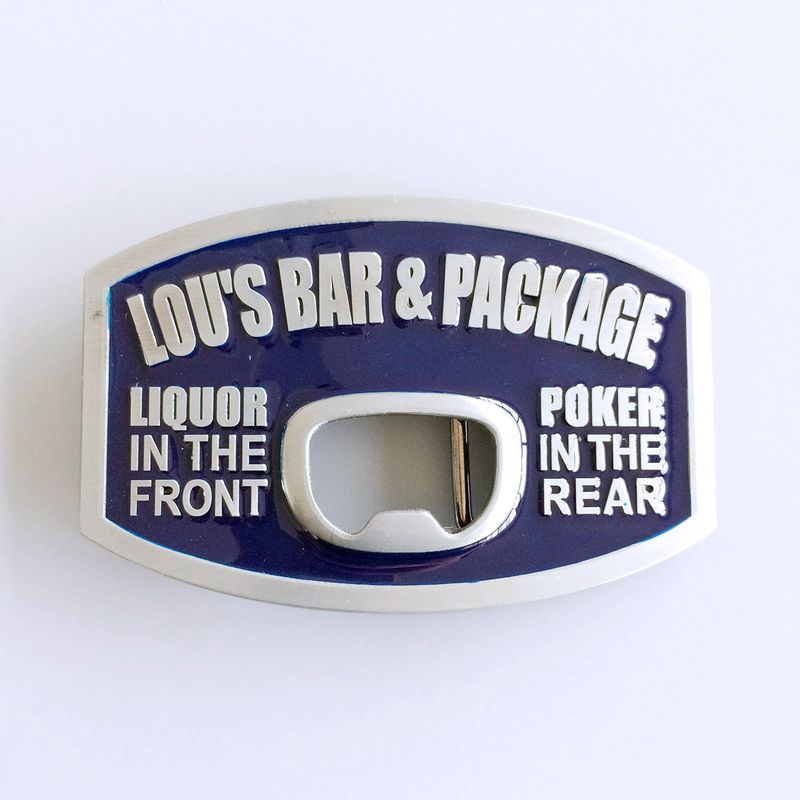 Blue Enamel Vintage Bar Beer Bottle Opener Belt Buckle BUCKLE-OC014BL