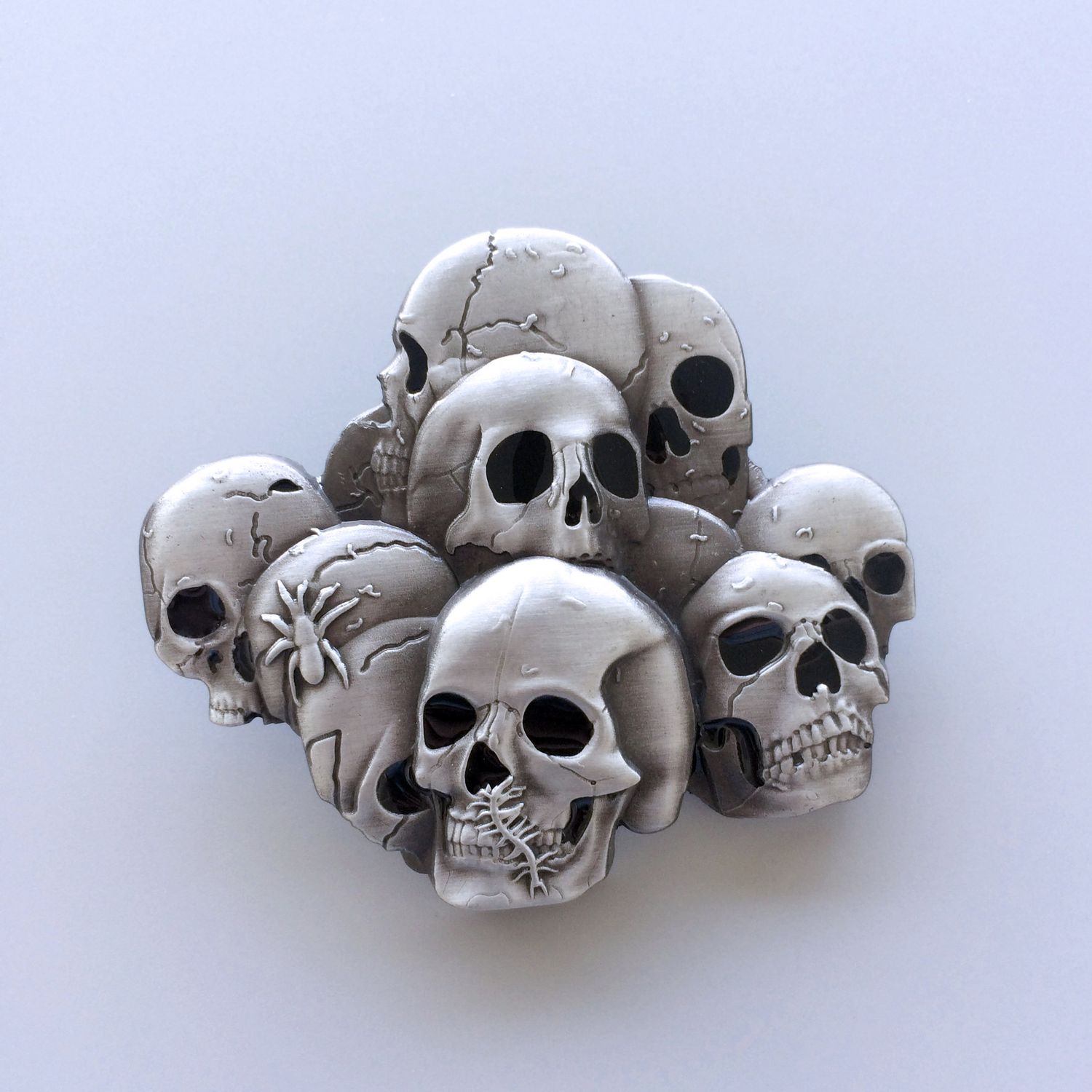 Vintage Pile Of Skulls Belt Buckle