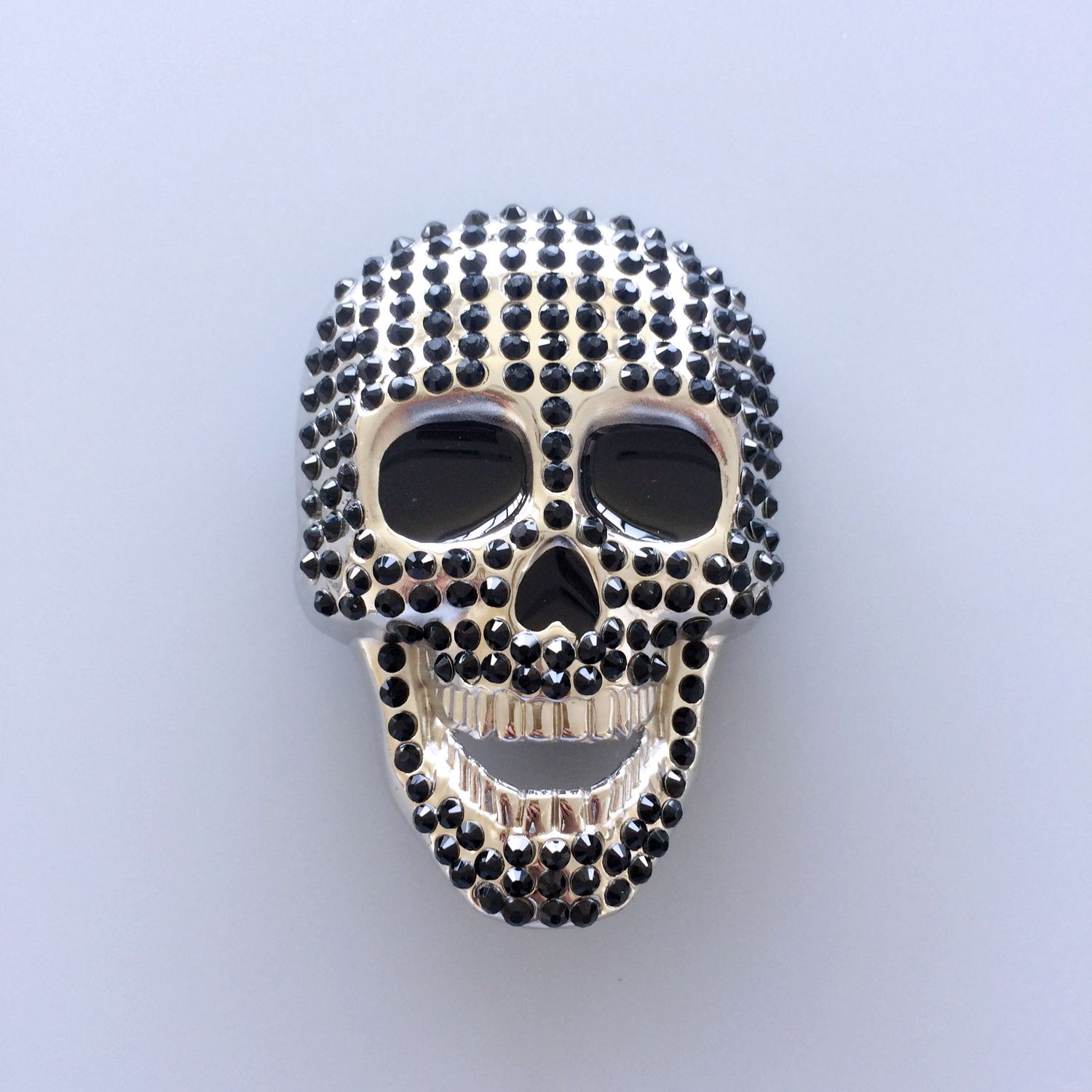 Black Rhinestones Skull Bling Bling Belt Buckle