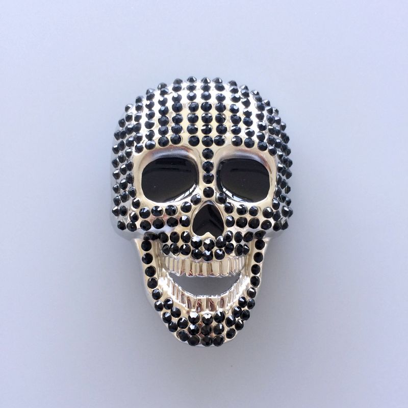 Black Rhinestones Skull Bling Bling Belt Buckle BUCKLE-SK021BK