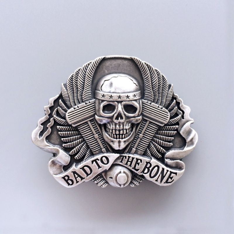Vintage Silver Plated Skull Belt Buckle BUCKLE-SK038SL