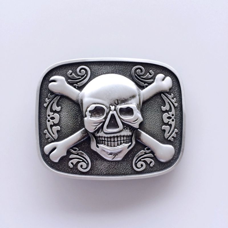 Antique Silver Tattoo Pirate Skull Bottle Opener Belt Buckle BUCKLE-SK039ASBO