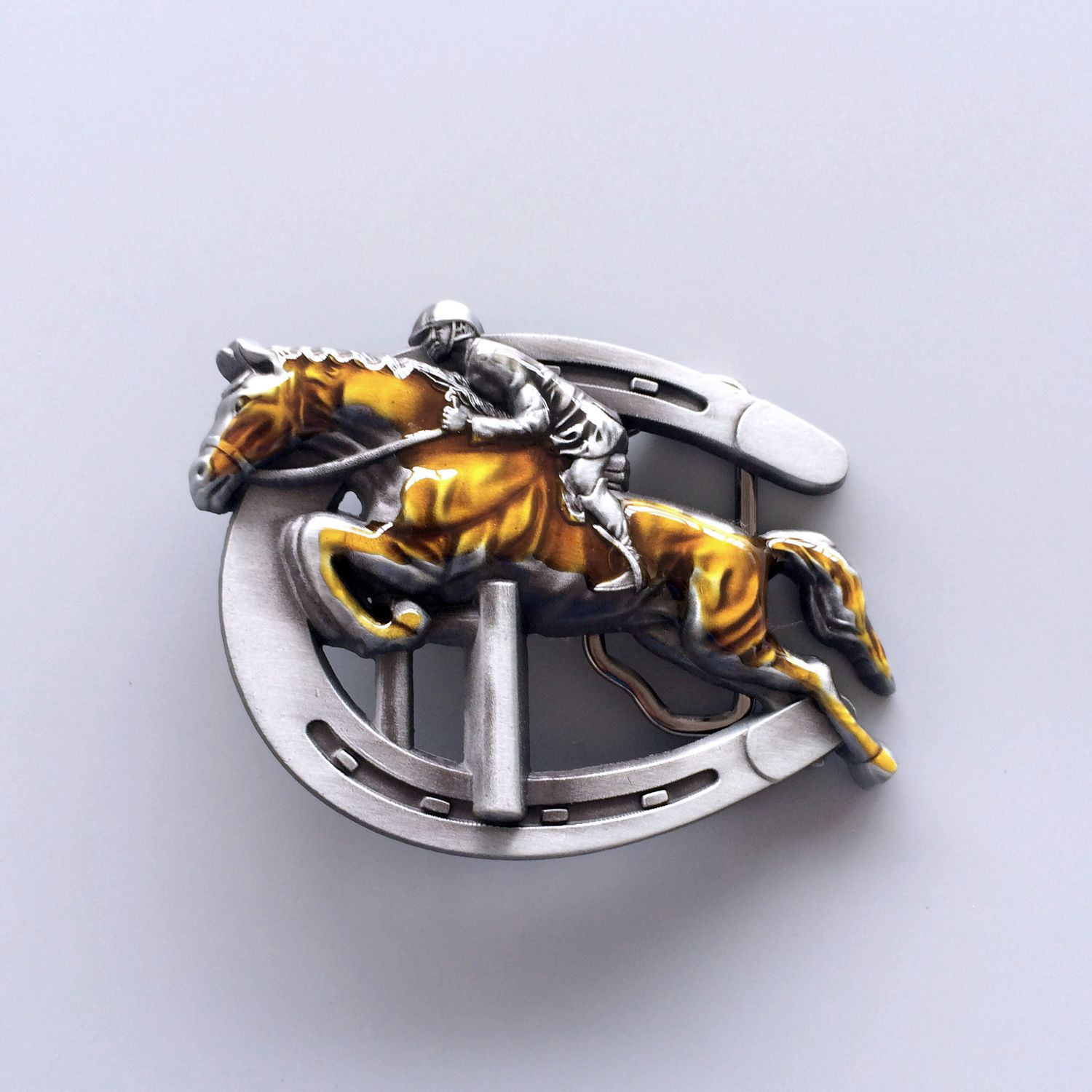 Vintage Style Horsemanship Horse Show Enamel Belt Buckle