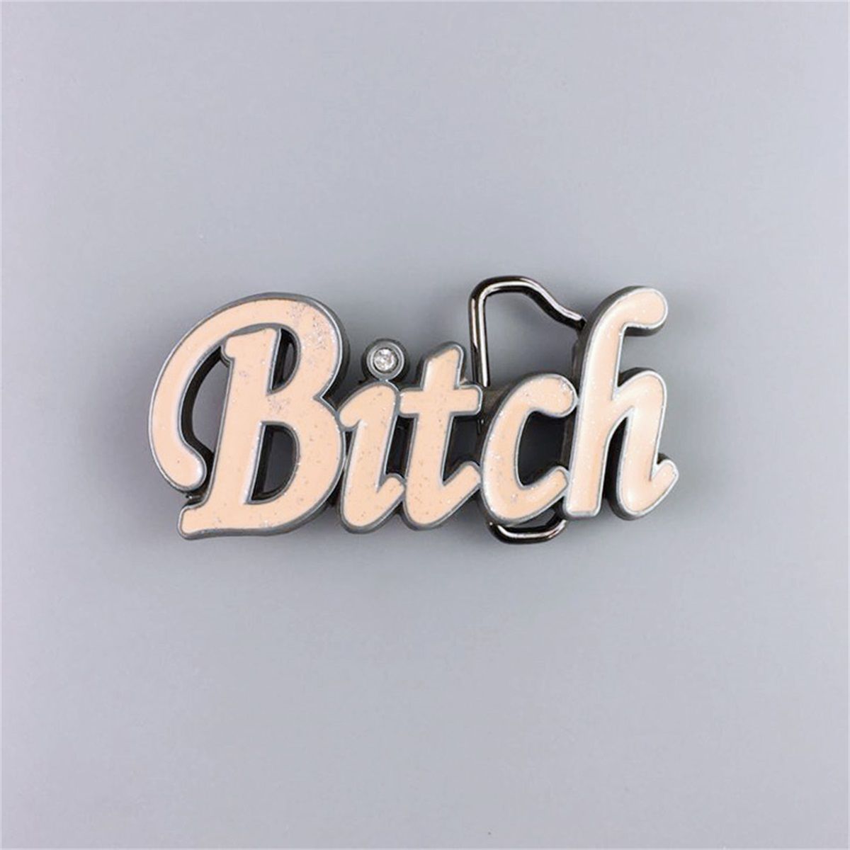 Pink Enamel Rhinestone Letter Belt Buckle