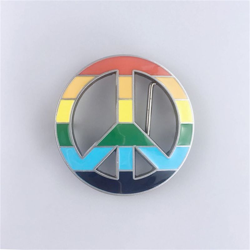 Vintage Peace Sign Rainbow Flag Belt Buckle BUCKLE-T059
