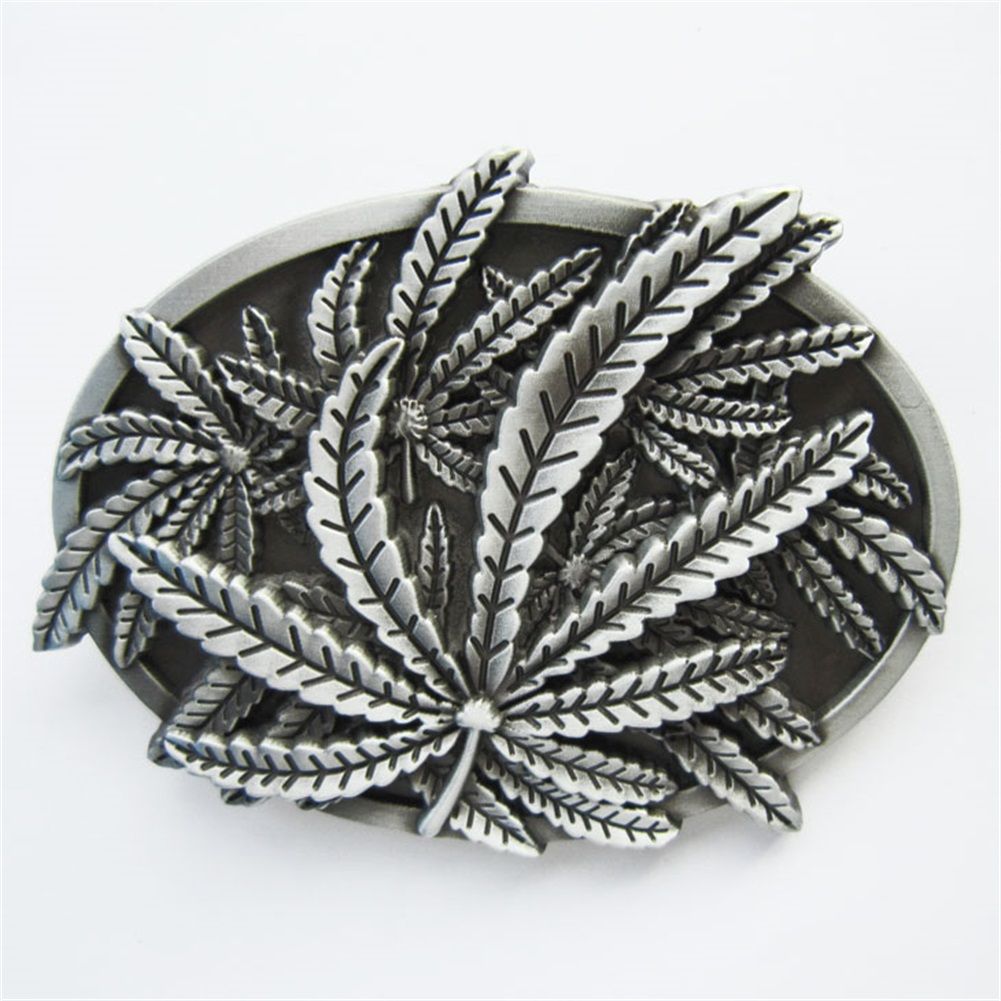 Vintage Leaf Oval Western Belt Buckle