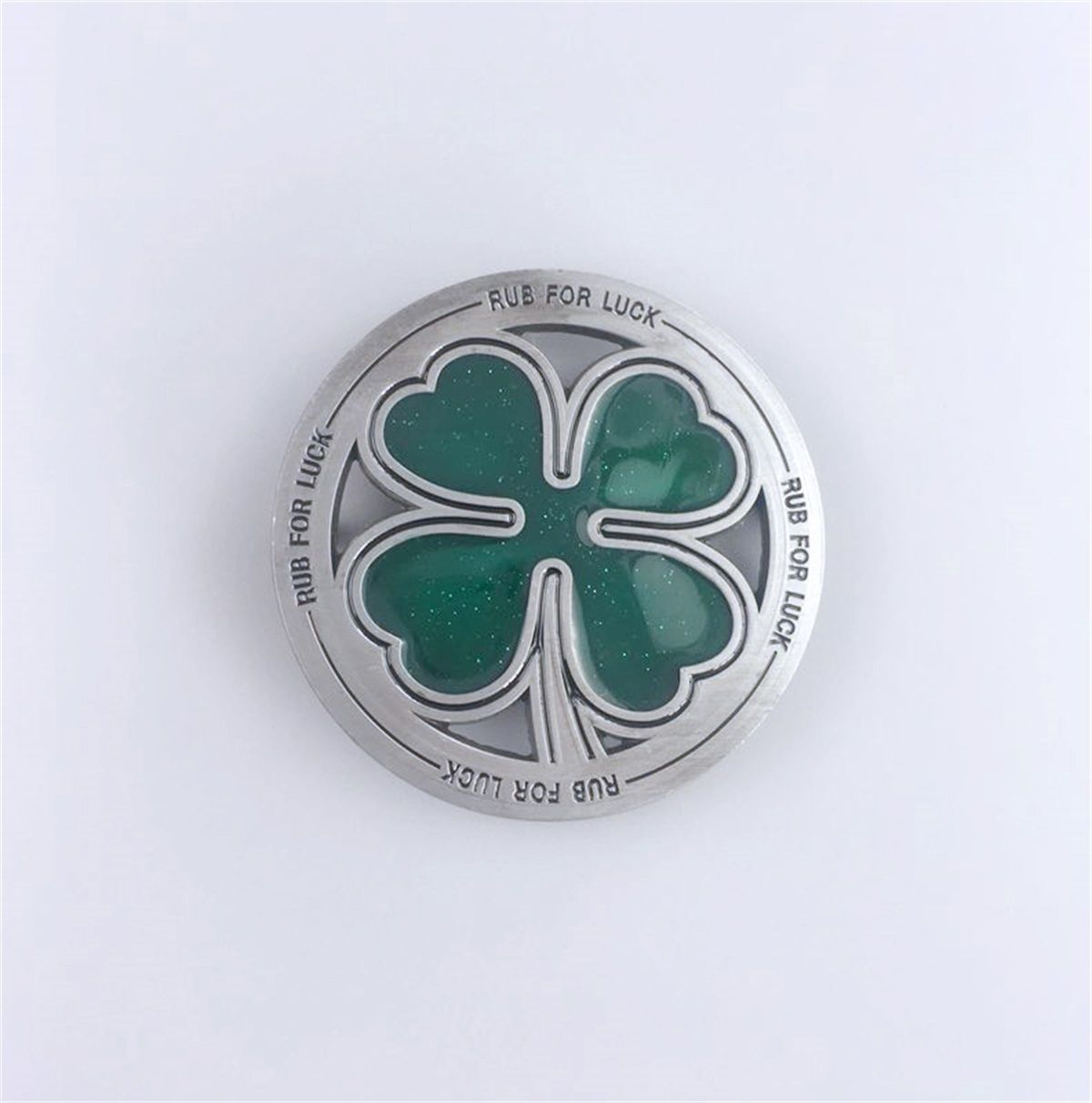 Antique Silver Irish Lucky Clover Enamel Belt Buckle