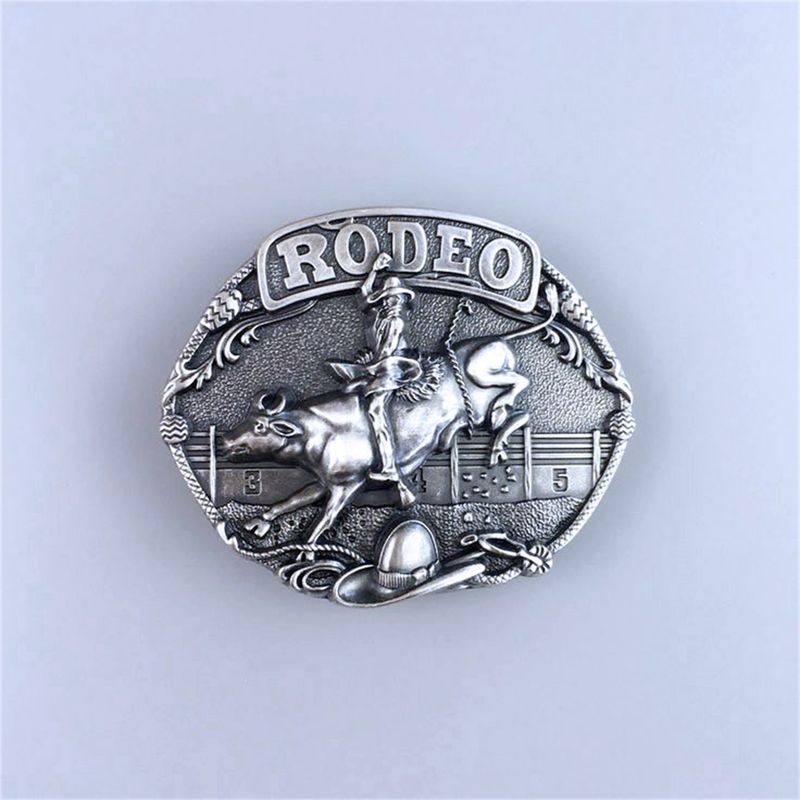 Vintage Silver Plated Western Rodeo Race Cowboy Belt Buckle Hebilla BUCKLE-WT085SL