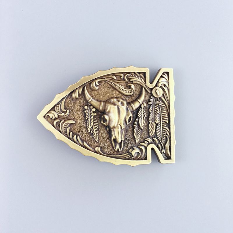 Vintage Bronze Plated Arrowhead Bull Belt Buckle Hebilla BUCKLE-WT076AB