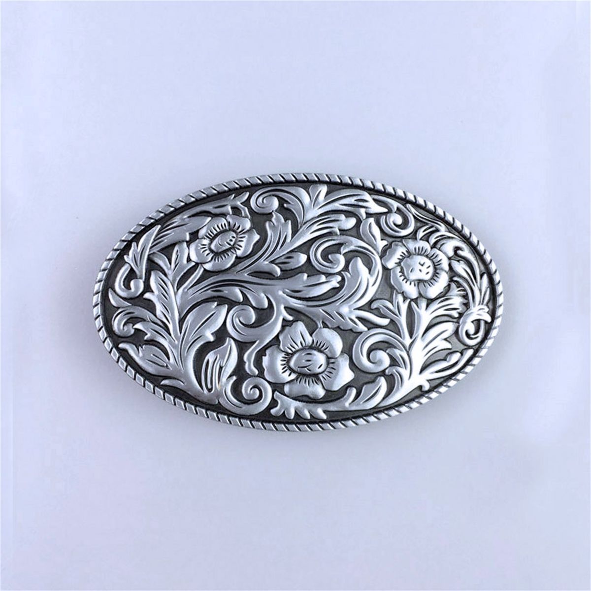 Vintage Style Western Cowboy Cowgirl Flower Oval Belt Buckle Hebilla