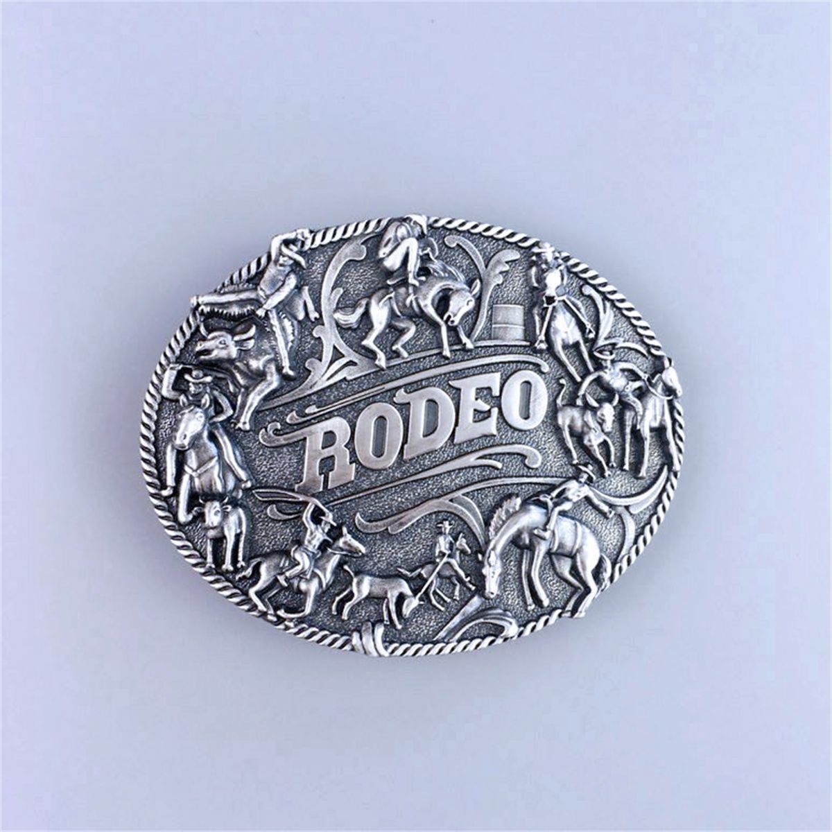 Vintage Silver Plated Rodeo Cowboy Man Western Belt Buckle Hebilla