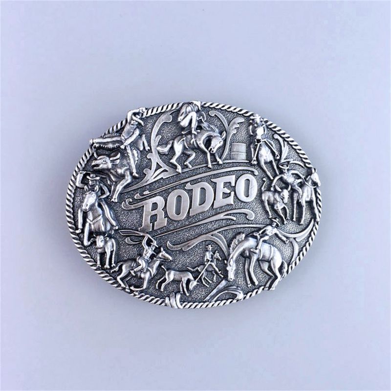 Vintage Silver Plated Rodeo Cowboy Man Western Belt Buckle Hebilla BUCKLE-WT083SL