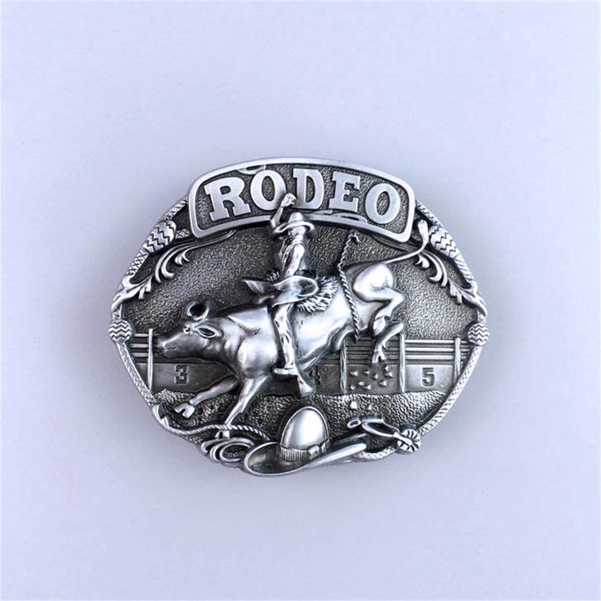 Antique Brushed Silver Western Rodeo Race Cowboy Belt Buckle Hebilla