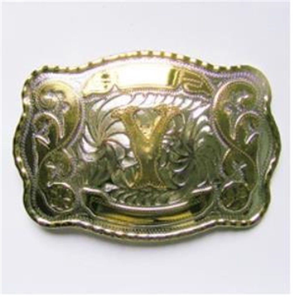 Large Size Initial Letter Western Cowboy Belt Buckle (Letter Y)