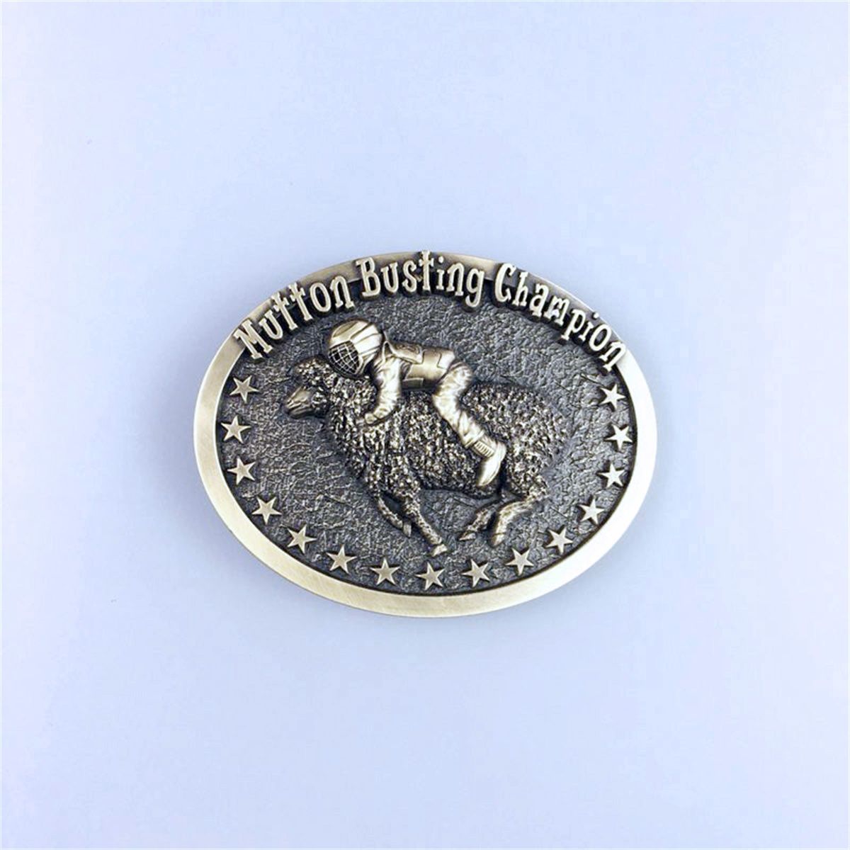 Antique Bronze Mutton Busting Cowboy Cowgirl Wildlife Belt Buckle Hebilla