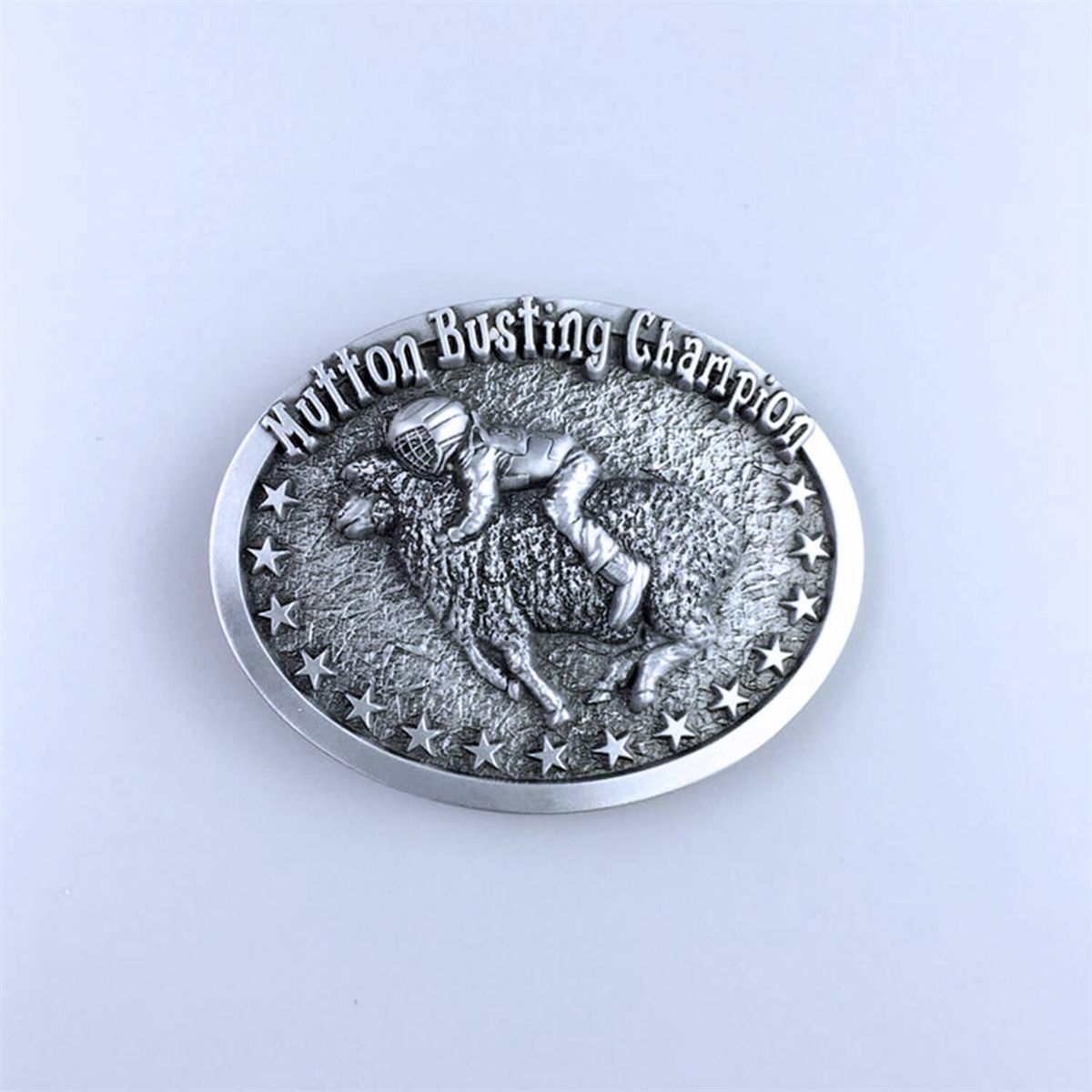 Antique Silver Mutton Busting Cowboy Cowgirl Wildlife Belt Buckle Hebilla