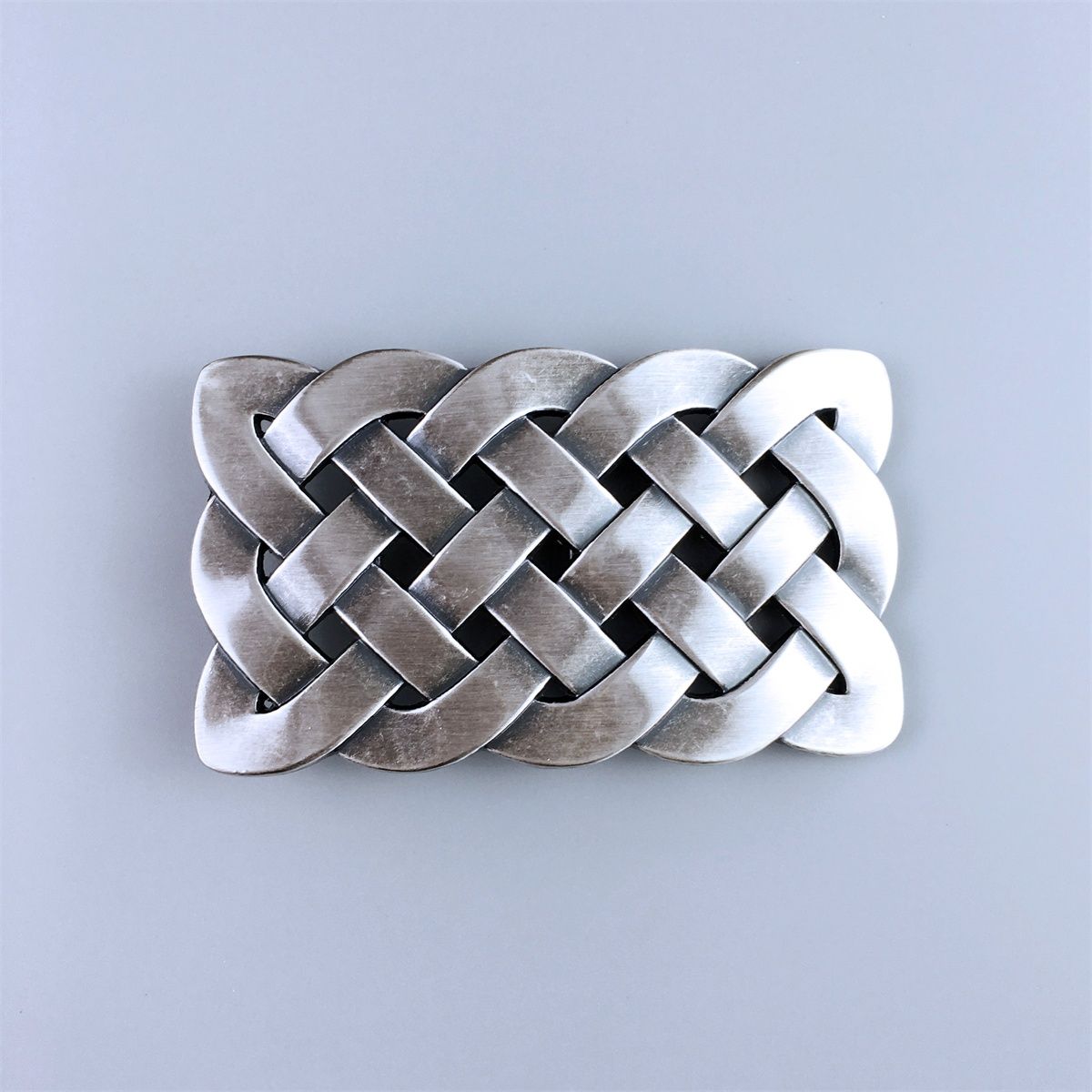 Vintage Silver Plated Cross Celtic Knot Rectangle Belt Buckle Hebilla