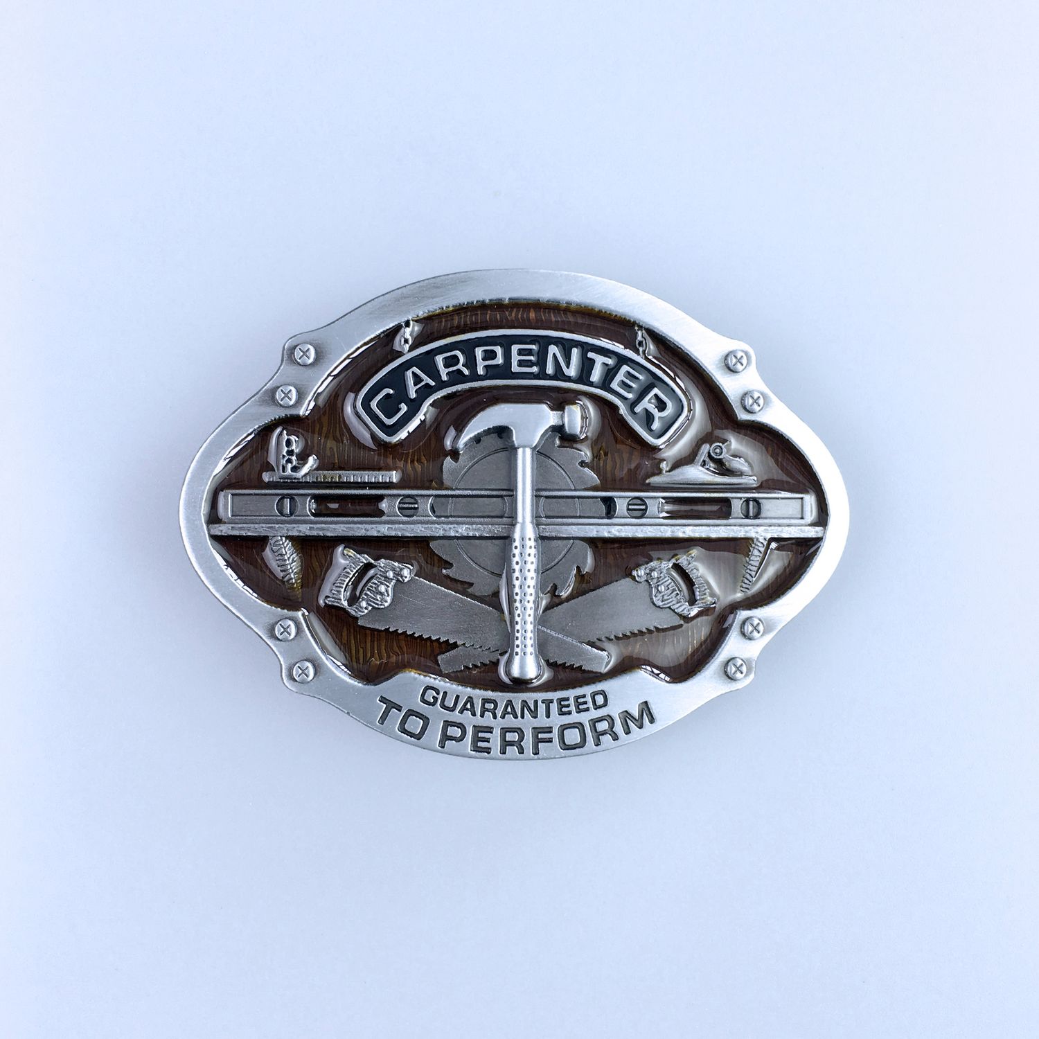 Vintage Yellow Enamel Carpenter Trades Belt Buckle Hebilla